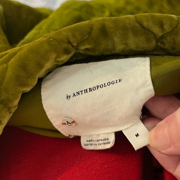 Crushed green velvet Shirt-Jacket ANTHROPOLOGIE Sz Large NWOT  Chartreuse - Picture 10 of 10